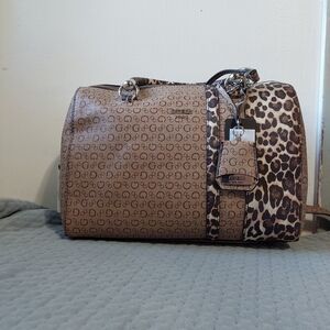 Guess Brown and Leopard Print Duffel Bag